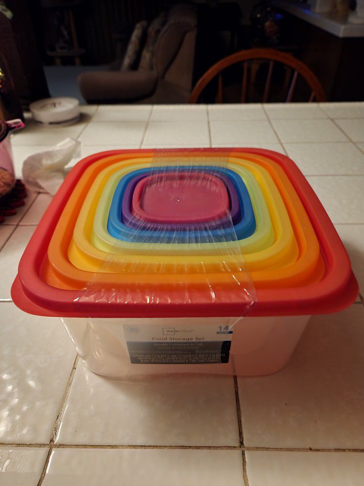 Mainstays 14 Piece Rainbow Food Storage Containers with Lids