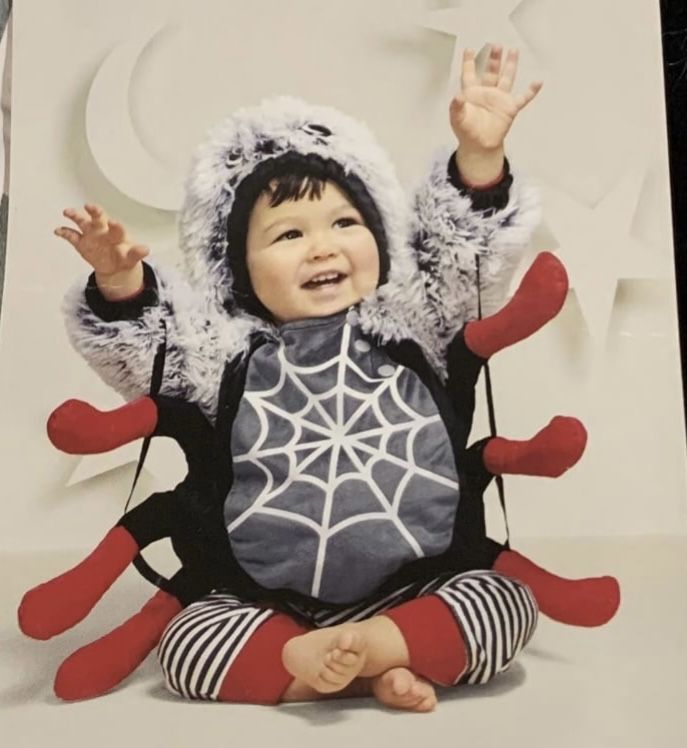 New adorable Spider fits infant boy 0/3 and 3/6 month pullover deluxe plush costume
