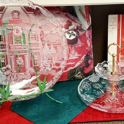 Mikasa Christmas Super Thick  Heavy Glass Serving Dishes $25 Each or $45 for Both 