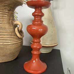 Pretty Resin Maroon Color Pillar Candle Holder 