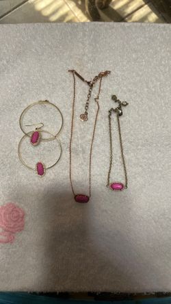 Kendra Scott Pink Necklace, Earrings And Bracelet $45.00 For All
