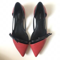 Zara Basic Red Black Bow flats 36/6