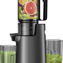 Cold Press Juicer, Masticating Juicer with 5.4" Wide Feed Chute, 350w Slow Juicer Machines Fit Whole Vegetables and Fruits with High Juice Yield, Easy