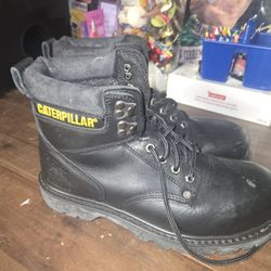 Caterpillar Men's Size 7.5 Steel Toe Black Work Boots 