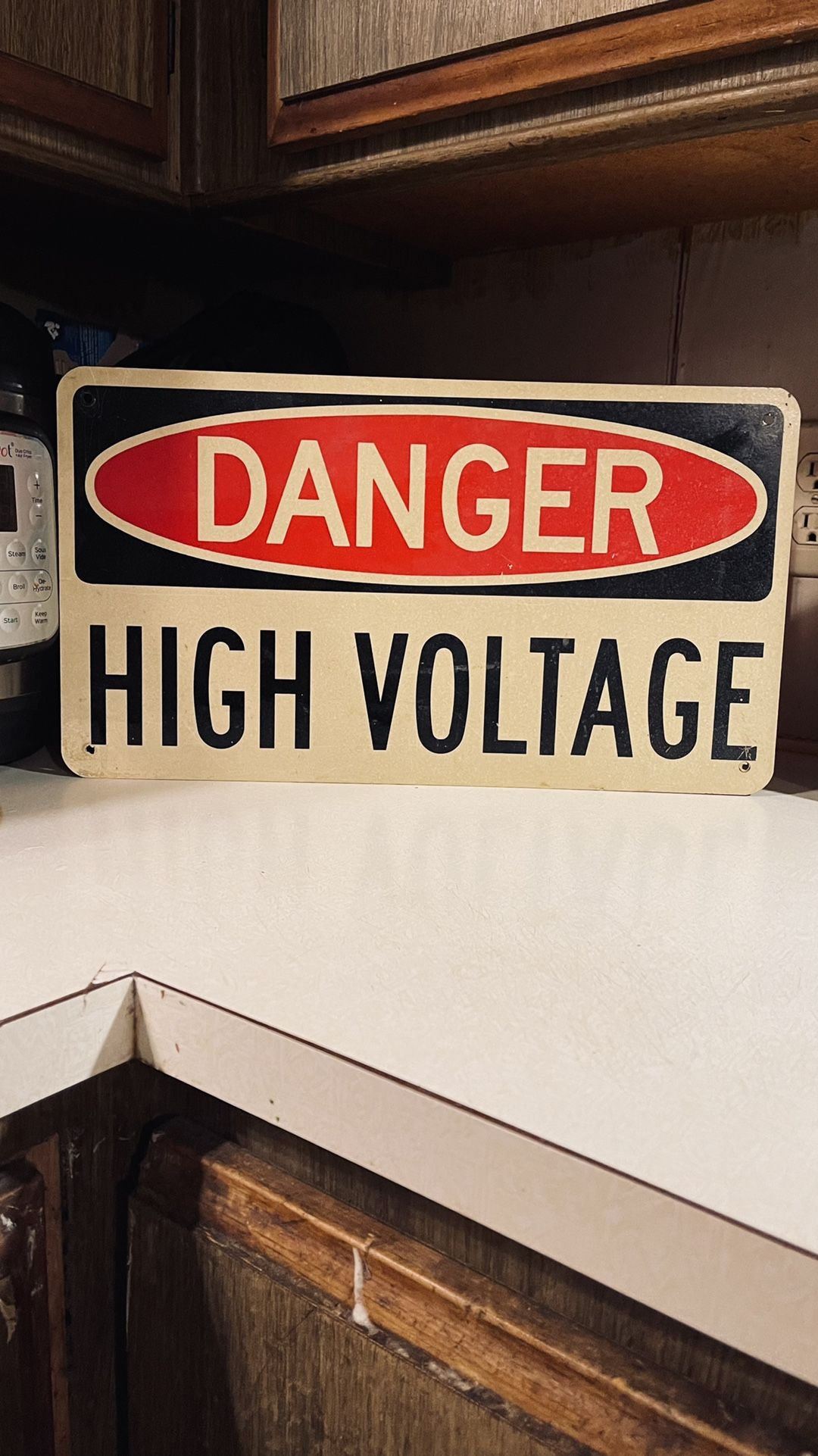 Vintage Metal And Porcelain Official Danger High Voltage Sign