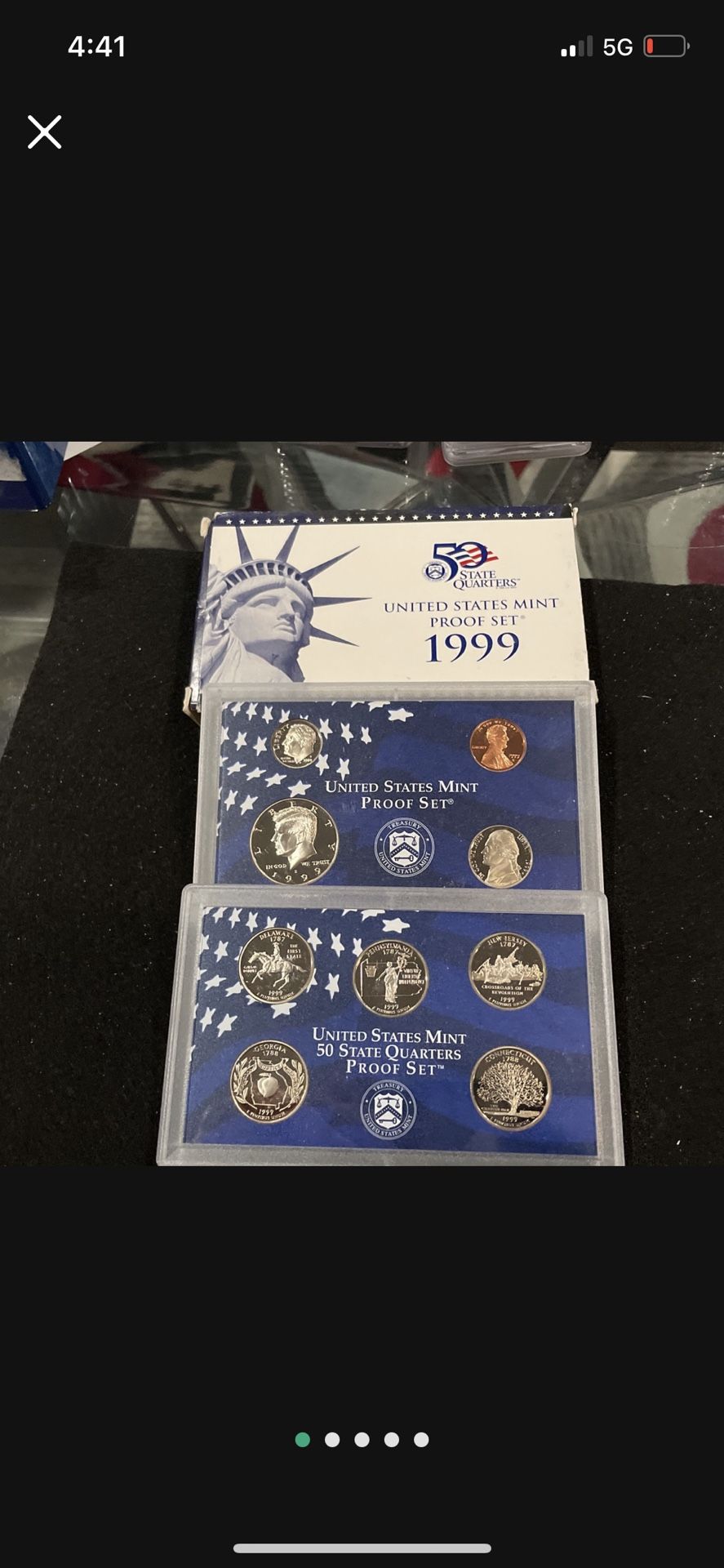 1999 S Gem Proof US Mint Set Features 9 Coins Including The First State Quarters 