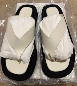 The Row ginza designer calf suede leather calf suede thong sandals shoes flip flops size 39.5