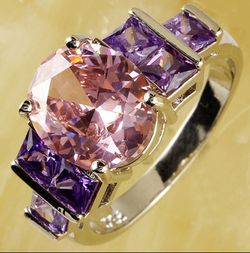 18k real gold plated Cubic Zirconia size 8