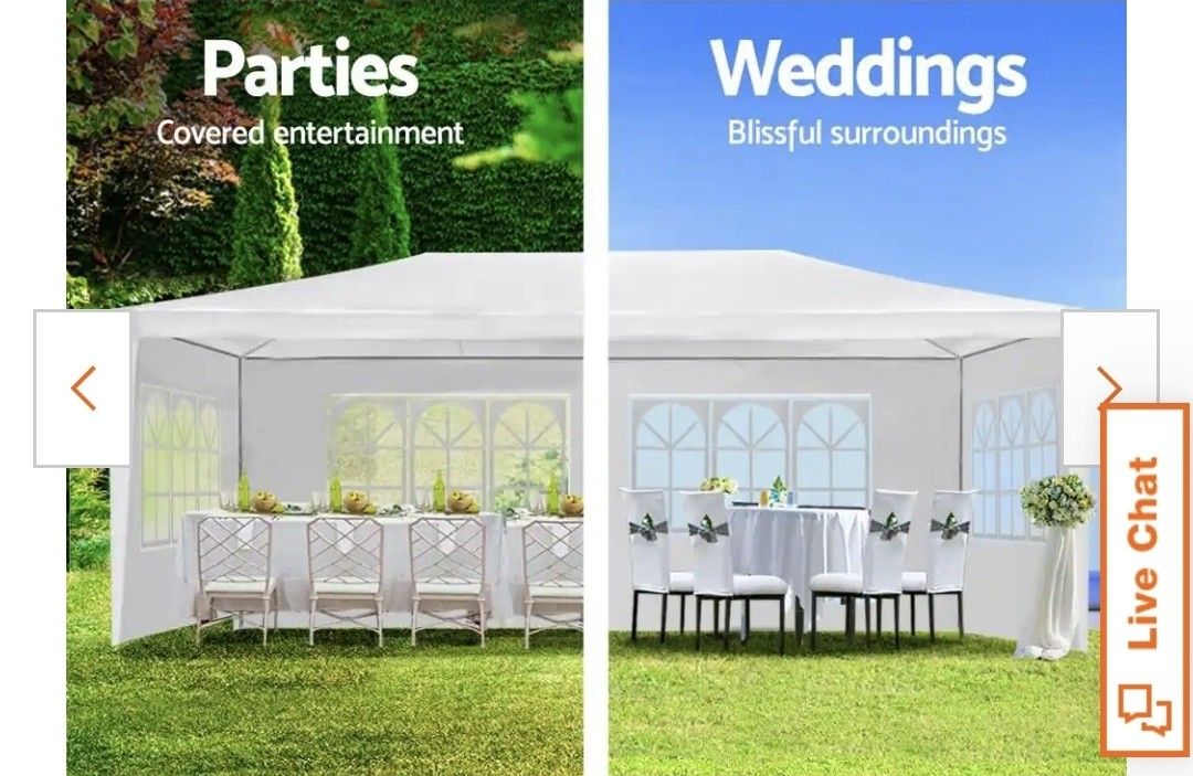 Erco X1980/90 Floor Lamp from Erco10 ft. x 20 ft. Wedding Party White Canopy Tent Outdoor Gazebo with 6 Removable Sidewalls for Backyard, Birthday Party,