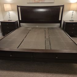King/ Queen Bed Frame With 2 Large Drawers 