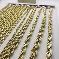 14K Diamond Cut Rope chains! 1-12mm available. 13mm+ can be ordered. See description for sizes!