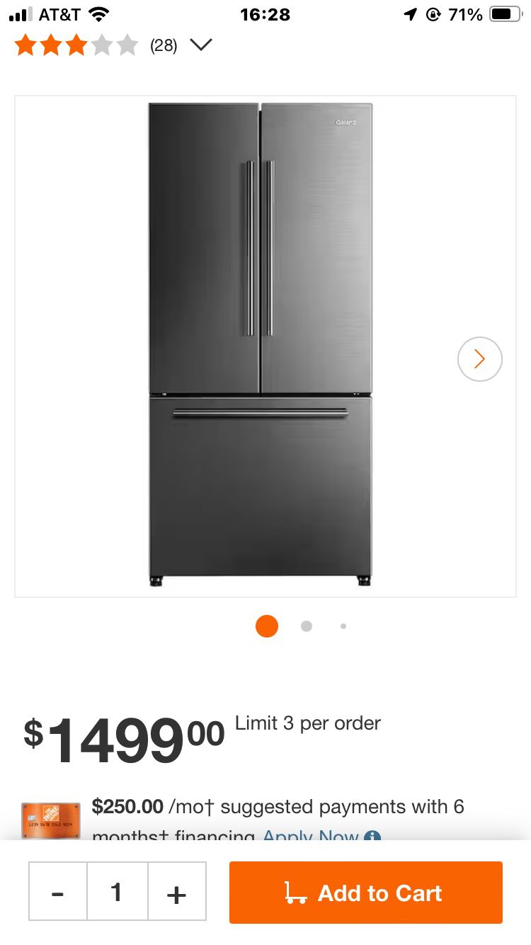 Galanz 34,inch wide 18 cubic feet Refrigerator