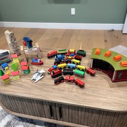 Wooden Train Toy Set For Kids - 209 Total Pieces