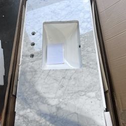 allen + roth  Natural Carrara 49-in x 22-in White Natural Marble Undermount Single Sink