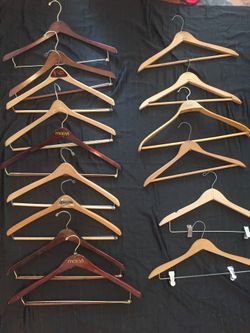 35 WOOD SUIT / PANTS HANGERS including crocheted / padded HANGERS -35 - see all pictures