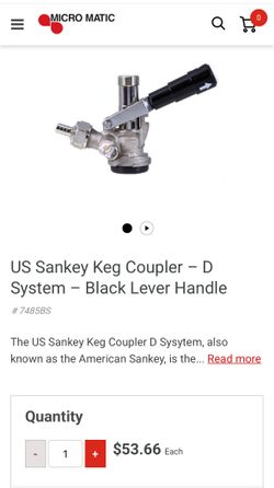 Micromatic US Sankey Keg Coupler – D System – Black Lever Handle