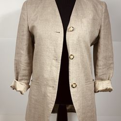 Jones of New York VTG Linen Boy Friend Dress Jacket. Size 8 in Wheat Color.