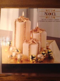 Noel set of 3 candle garden ensemble Christmas holiday decoration