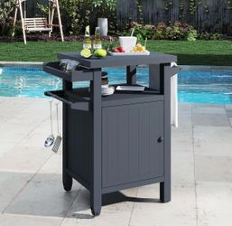 Assembled New Grill Cart Outdoor with Storage Cabinet Portable Rolling Patio Bar Cart with Wheels