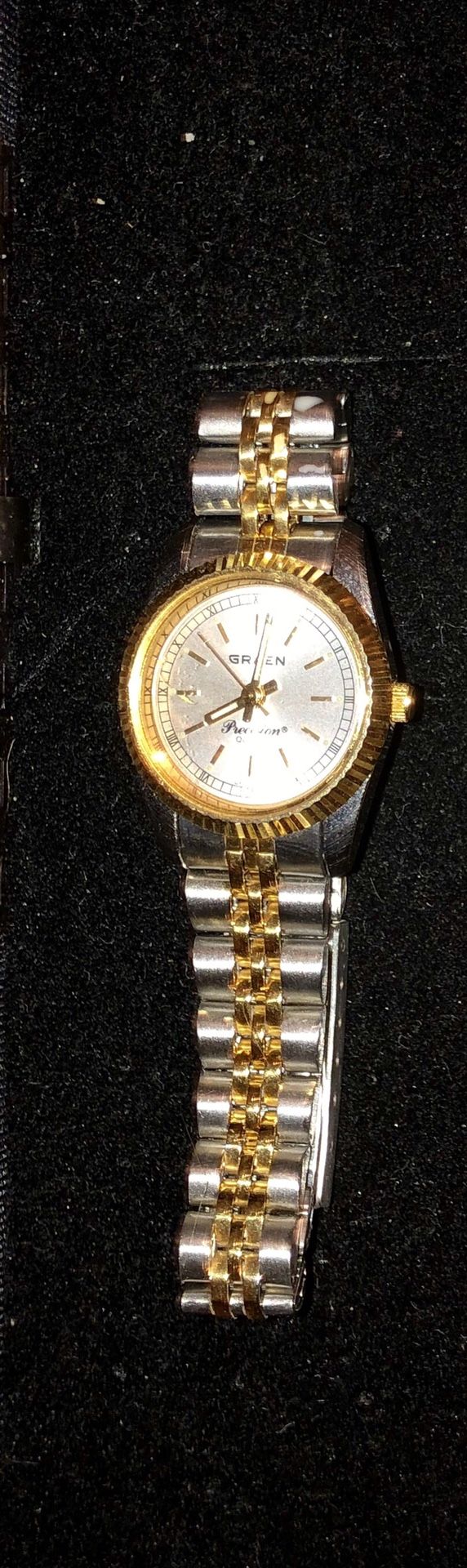 Vintage Gruen Precision Gold And Silver Ladies Quartz Watch