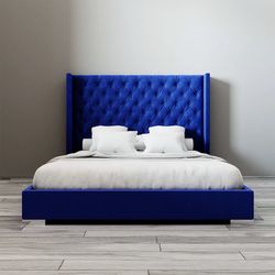 Blue king bed frame / cama king azul velvet