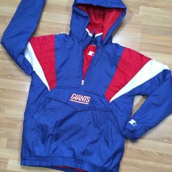 Vintage 90s New York Giants Puffy Starter NFL Football Jacket Large Anorak Retro