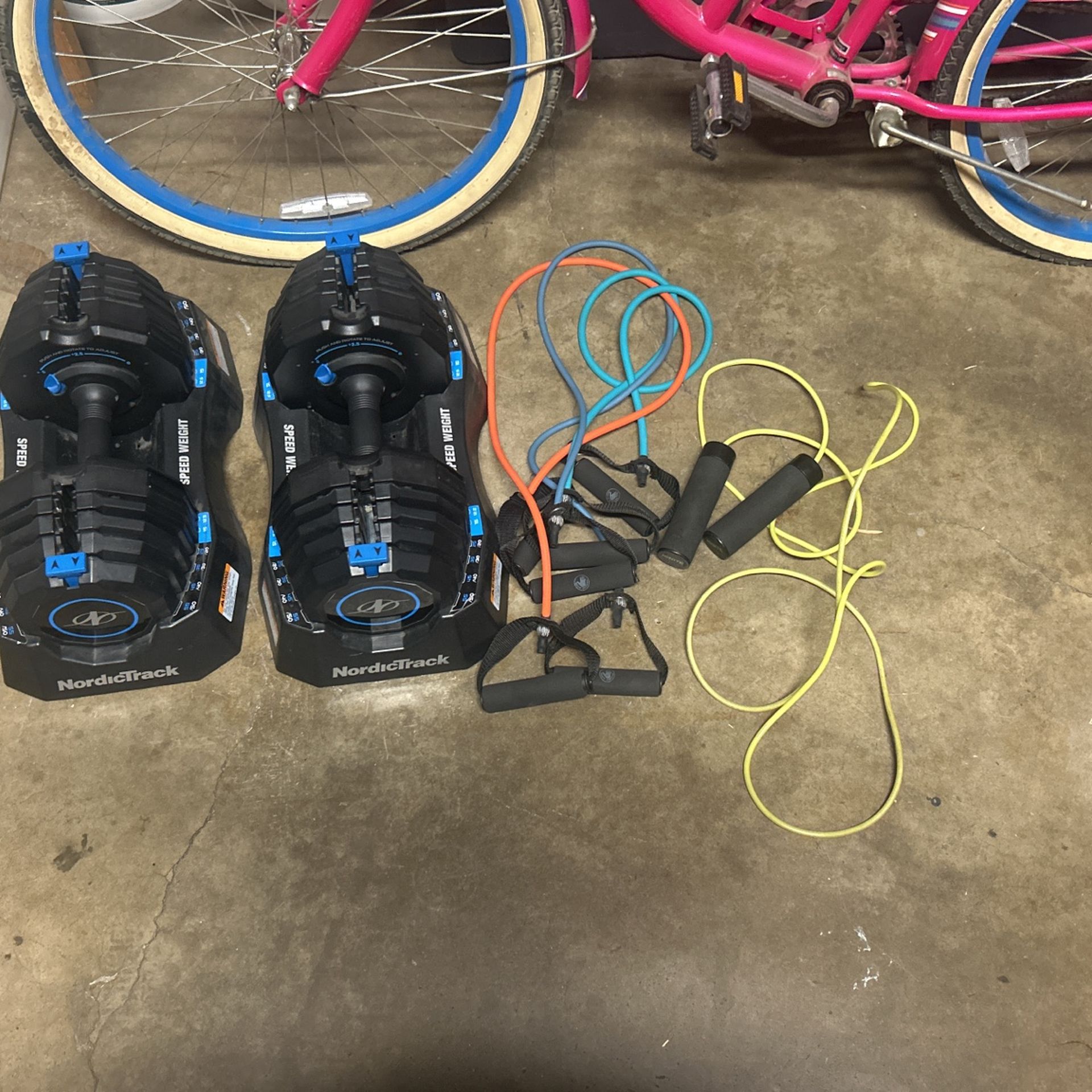 Adjustable Weights, Resistance Bands, Weighted Jump Rope