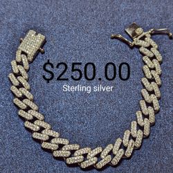 Cuban Link Bracelet... C.Z. 925 Silver