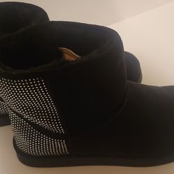 JUICY COUTURE KITTEN SZ 10 BLACK FUR/RHINESTONE WOMEN BOOTS
