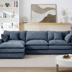 3-Seater Comfy Cloud Couches with Movable Ottoman