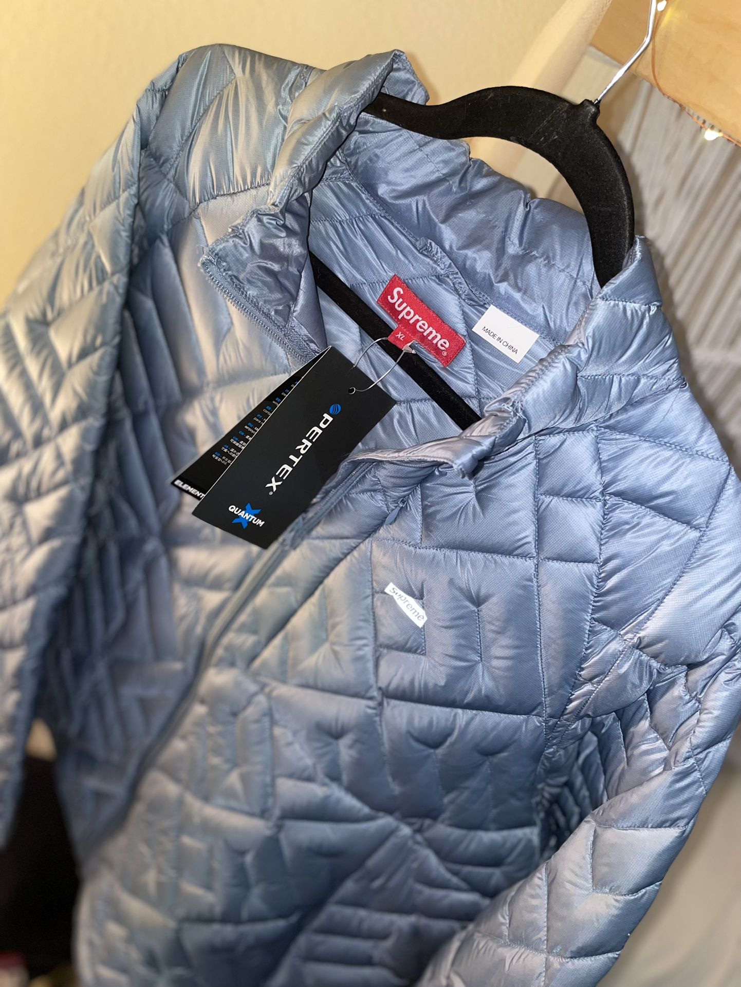 SZ XL SUPREME SPELL-OUT QUILTED LIGHTWEIGHT DOWN JACKET for Sale 