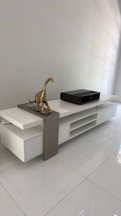 Modern white with metal accent TV console table