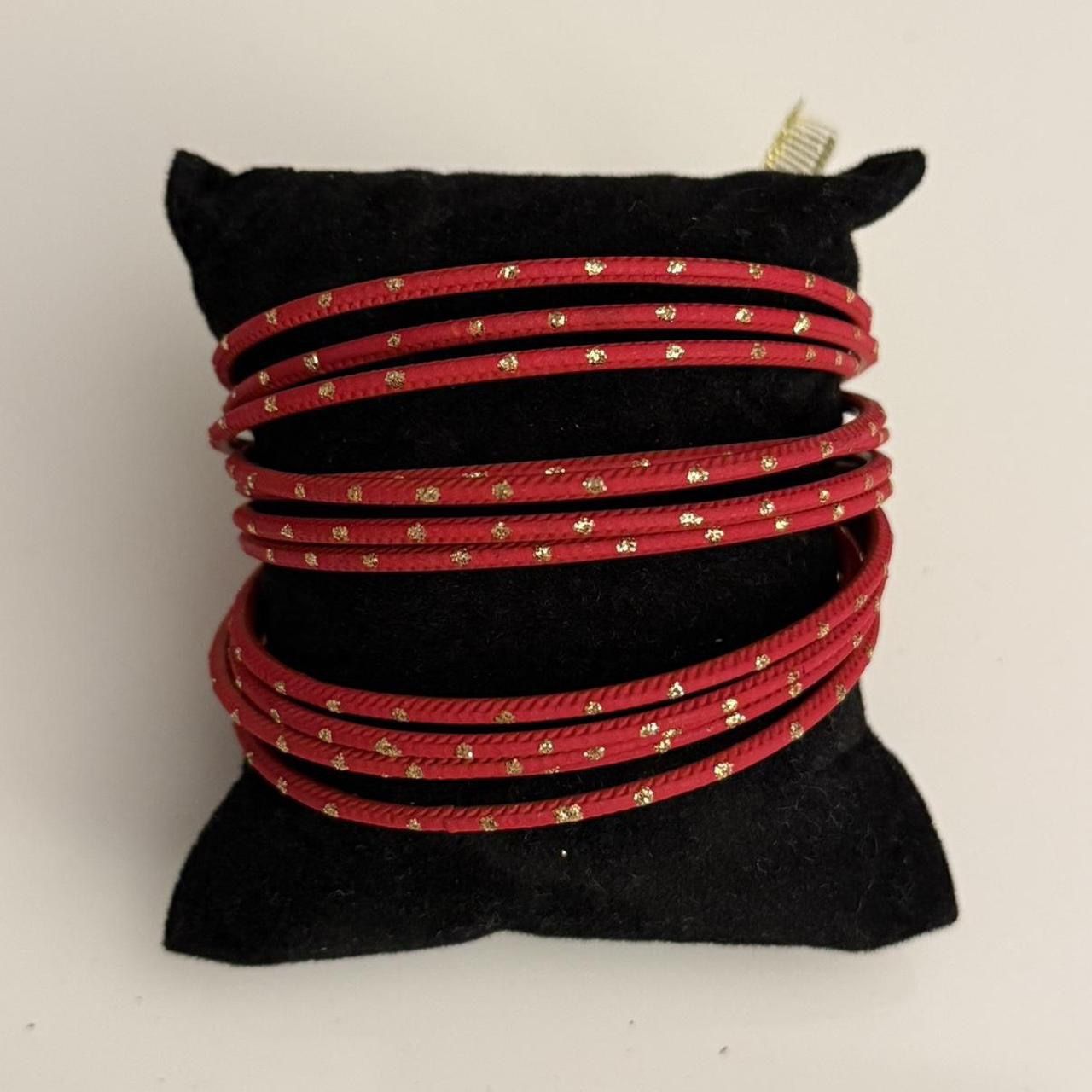 New | Indian 2.8 Hand-painted Red/Glitter Bangles Set