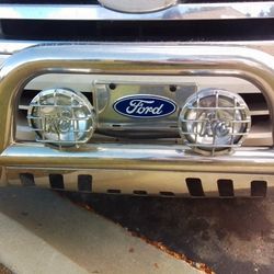 Rhino 3" Round Chrome Push Grill Guard W KC Lights