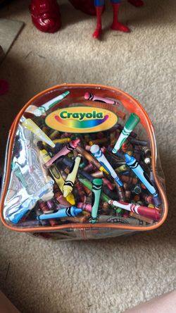Crayon backpack with used crayons