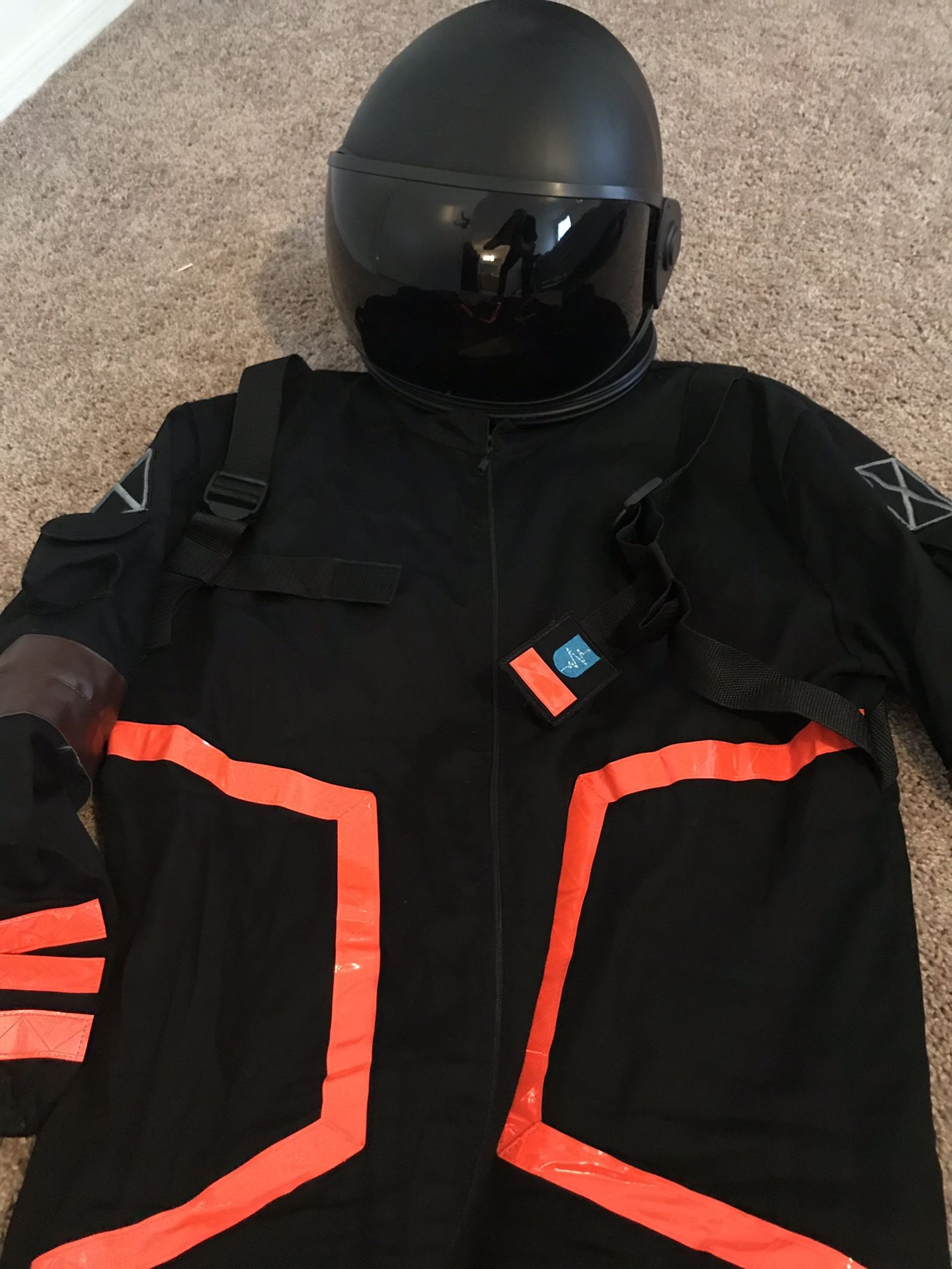 Adult XL Fortnite Dark Voyager Halloween Costume with upgrade helmet