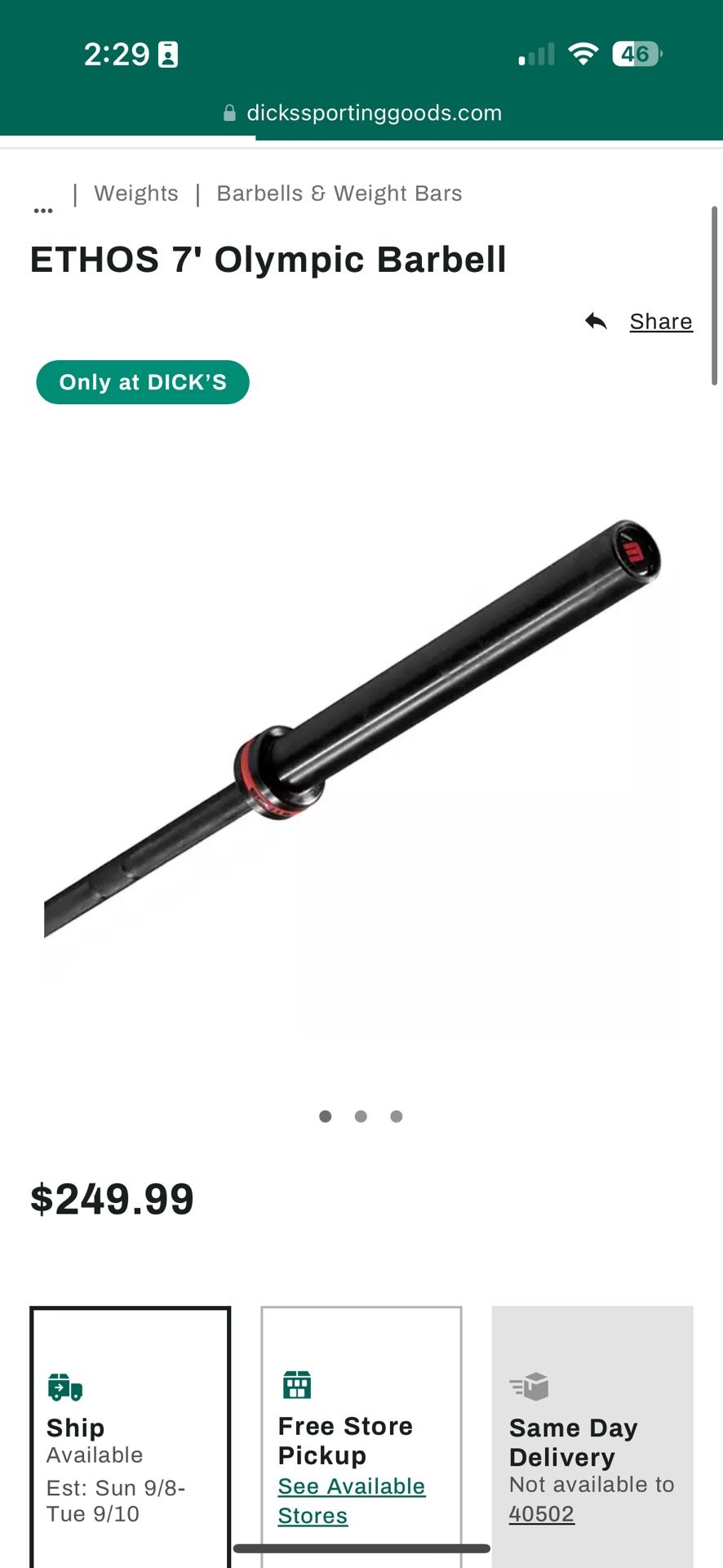 ETHOS 7' Olympic Barbell and 100 lb in bumpers new in box(2x25,2x15,2x10)
