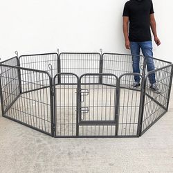 (New in box) $85 Heavy Duty 24” Tall Dog Pet Playpen Fence Gate, 8-Panels X (24” Tall X 32” Wide) 