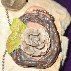 Pottery Pendant On Silver Chain