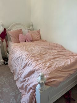 Bed frame and night stand with hidden drawer. Twin Size
