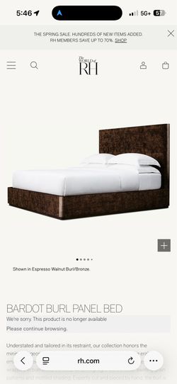 RH store king size bed