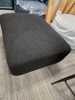 Black Boucle Ottoman with Metal Legs