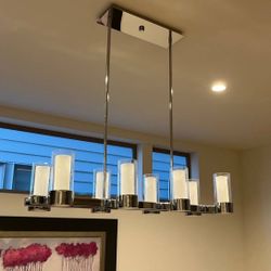 Large Modern Dining Room Chandelier 8 Light Chrome