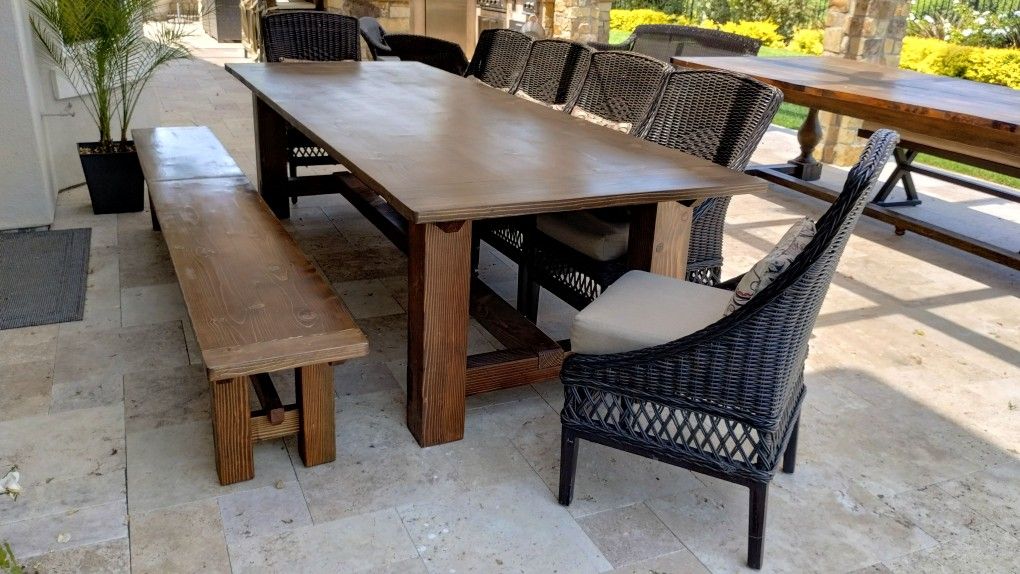 Farmhouse Rustic Outdoor And Indoor Dining Tables.