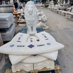 Concrete Mosaic Picnic Table with 3 Benches/ Outdoor Patio Furniture