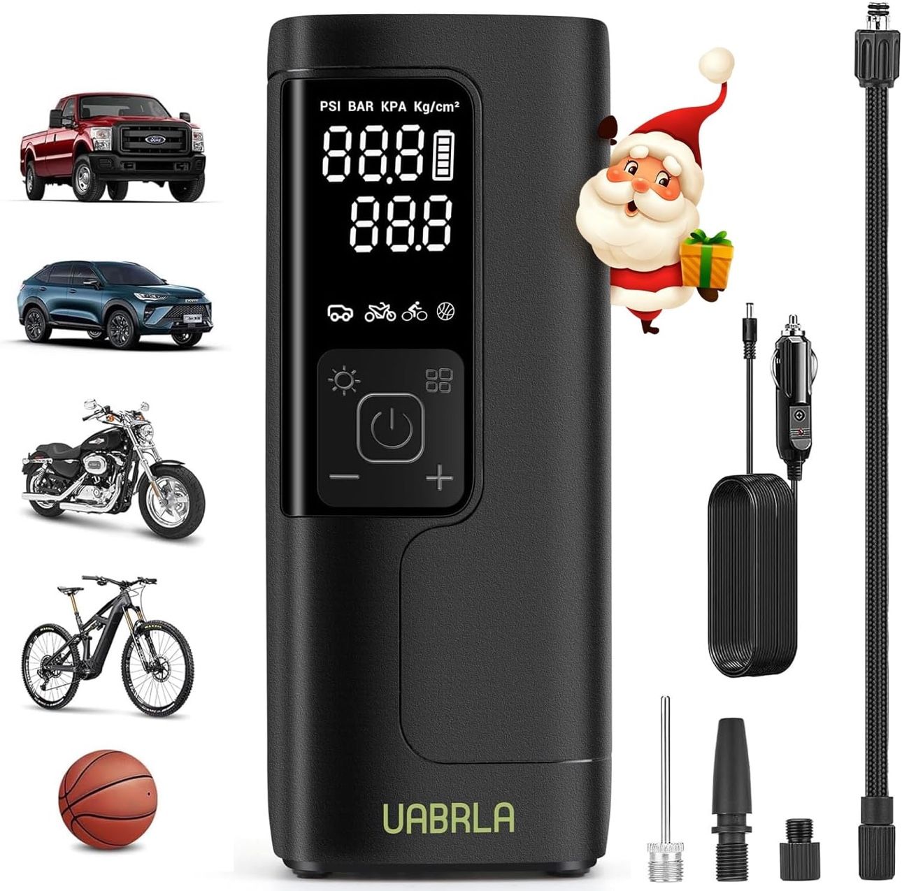 Tire Inflator Portable Air Compressor 20000mAh & 12V DC Air Pump for Car, 3X Faster Cordless Tire Pump for Car, Bicycle, Motorcycle, Ball, with Tire P