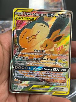 Eevee & Snorlax GX ULTRA RARE SM Tag Team Up SM169 Pokemon TCG Promo LP alt art