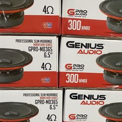 New 6.5” Genius Audio Slim Shallow Mount Midrange Loud Speaker  $35 Each   