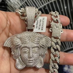 Fully Icy Out Medusa Pendant & Miami Cuban Chain