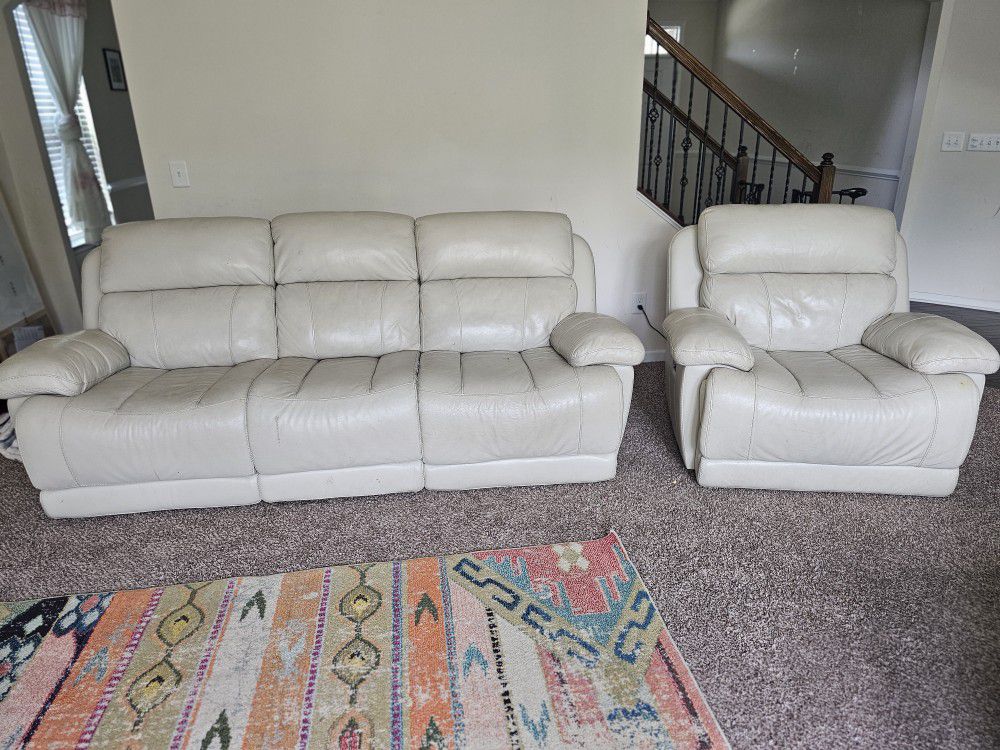 3 Piece Family Recliner Leather Sofa